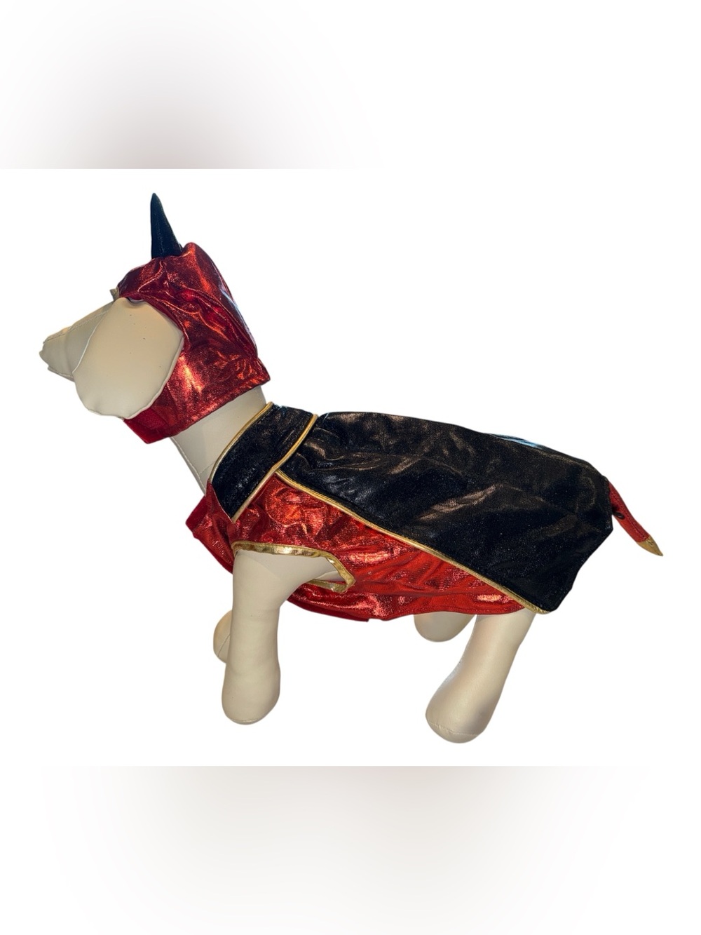 Two- Piece Metallic Red and Black Devil Dog Costume Size Small